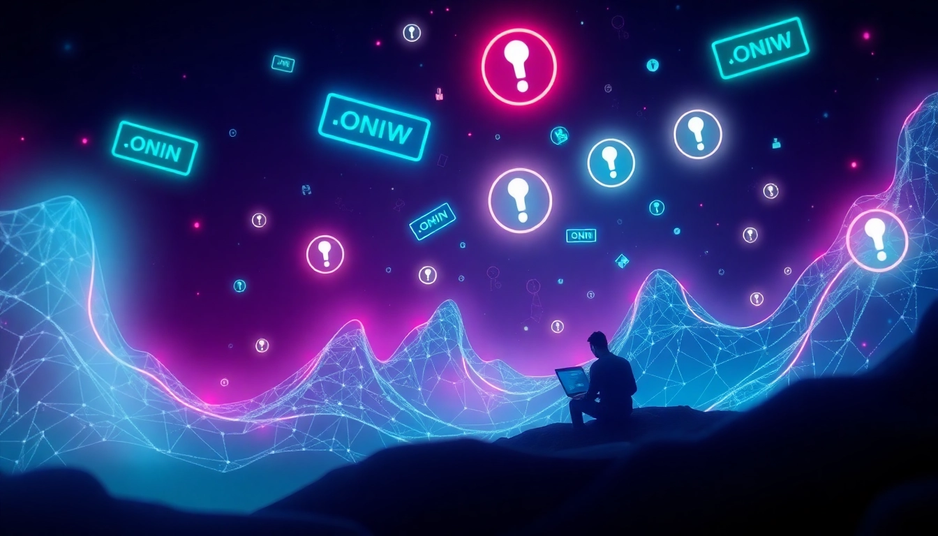 The Hidden Wiki digital landscape showcasing .onion services with a mysterious vibe.