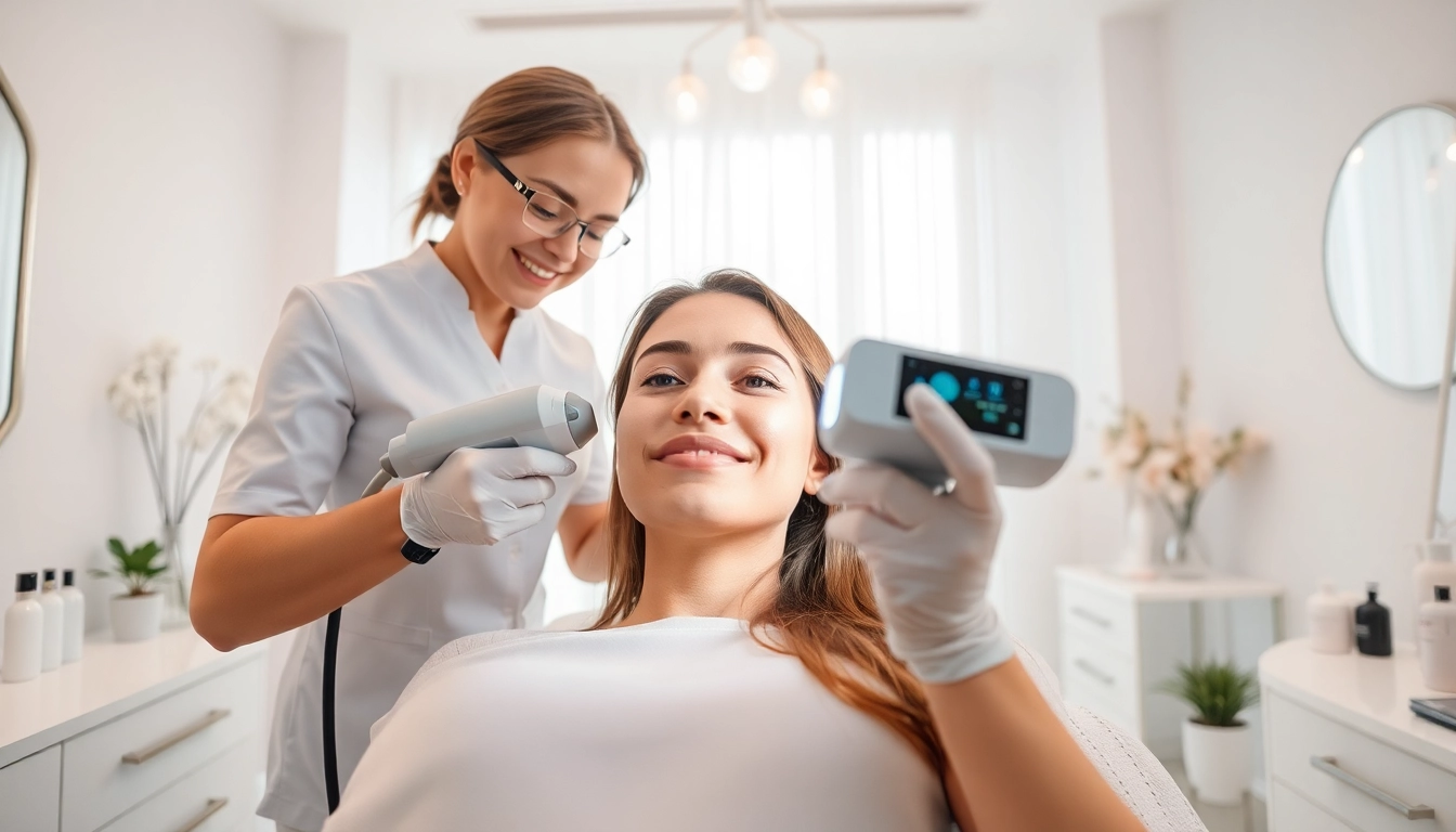 Epilare definitiva mures: a client undergoing laser hair removal in a serene salon setting