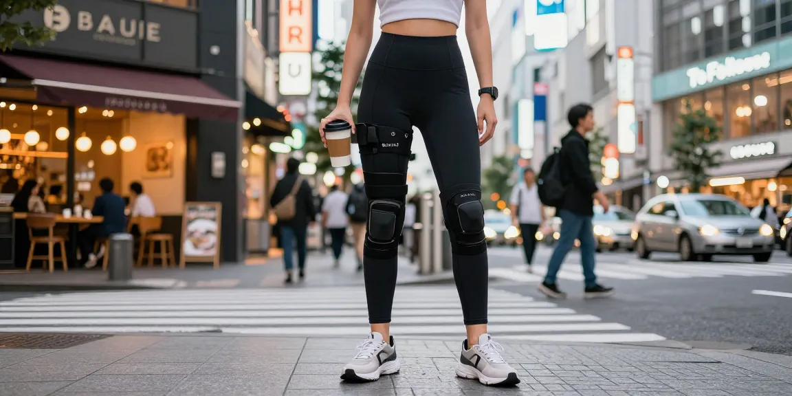 活気ある都市環境でバクネ 新宿の回復ウェアを着用するモデル