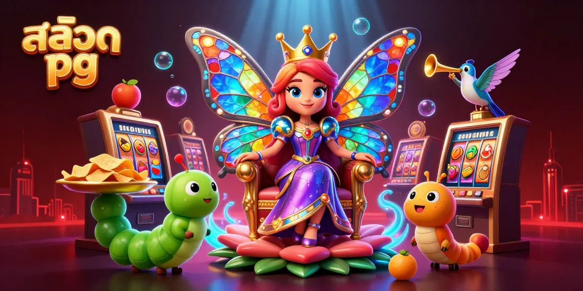 Play exciting สล็อต pg with vibrant visuals featuring a butterfly queen and thrilling slot elements.