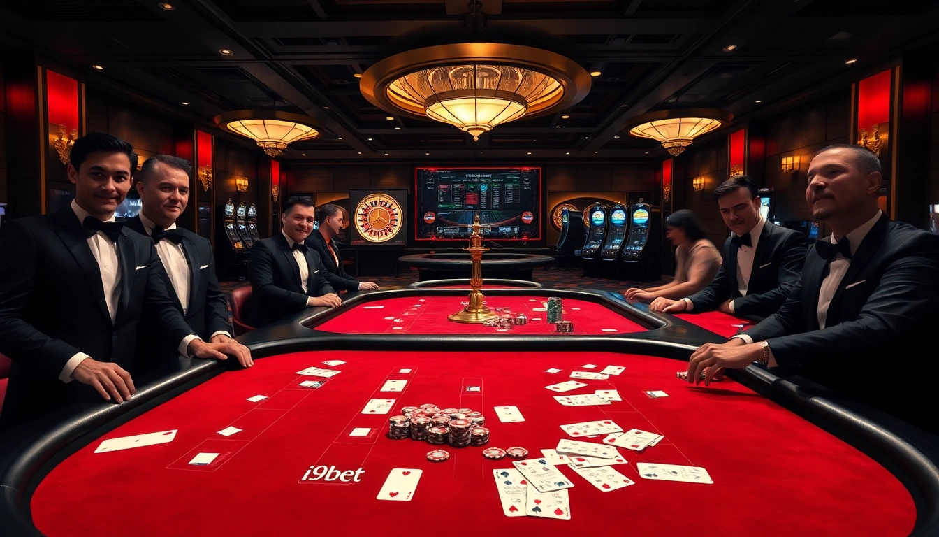 Experience thrilling gameplay at i9bet with dynamic casino visuals of poker tables and winning moments.