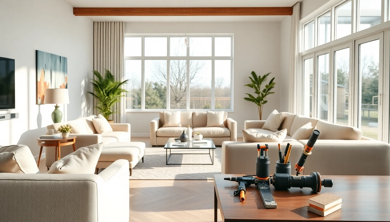 Transform your home renovation journey with modern design features in a bright, inviting living room.
