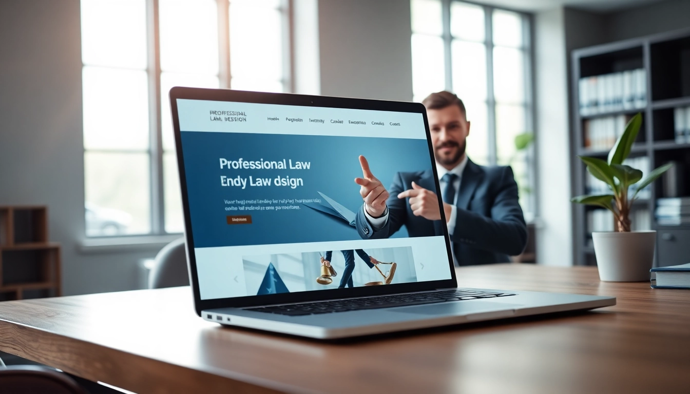 Showcasing innovative law firm website design at https://www.websites.law in a professional office.