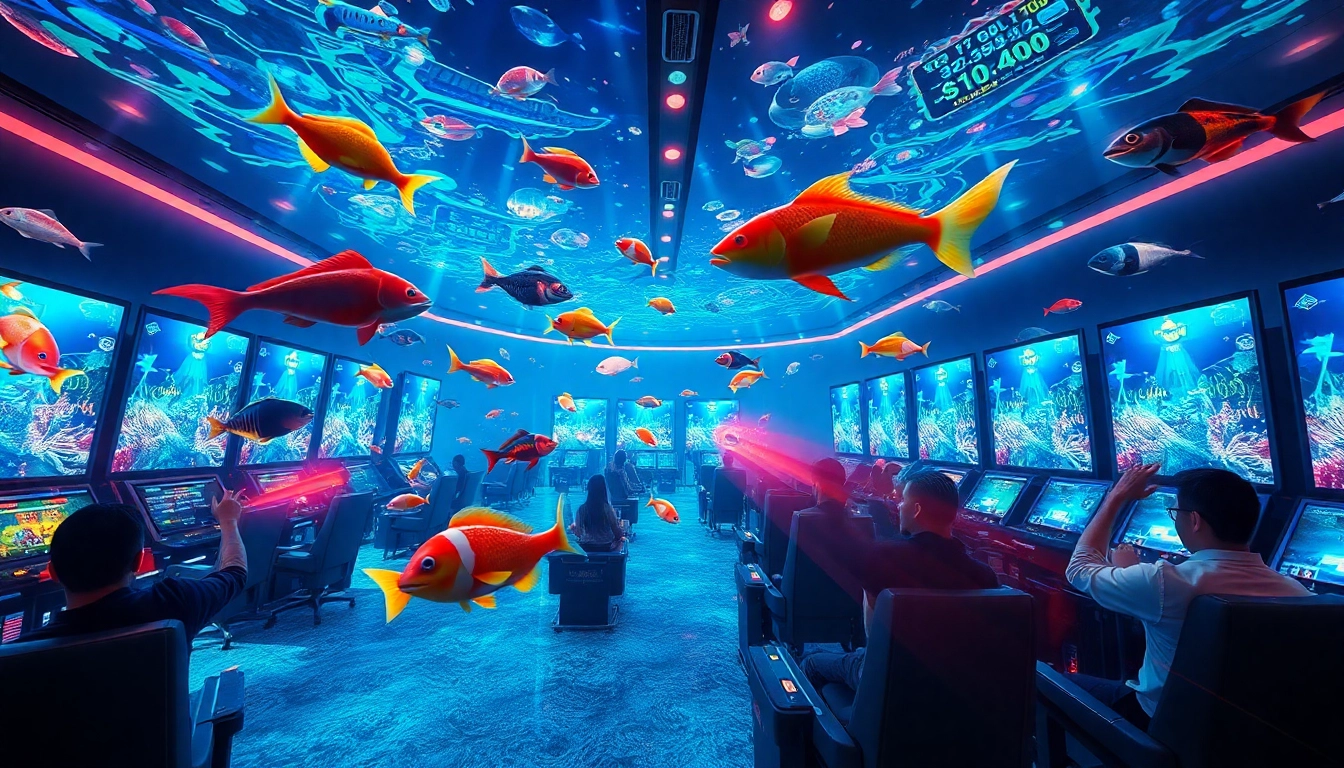 Experience bắn cá đổi thưởng with vibrant underwater visuals, interactive gameplay, and colorful fish.