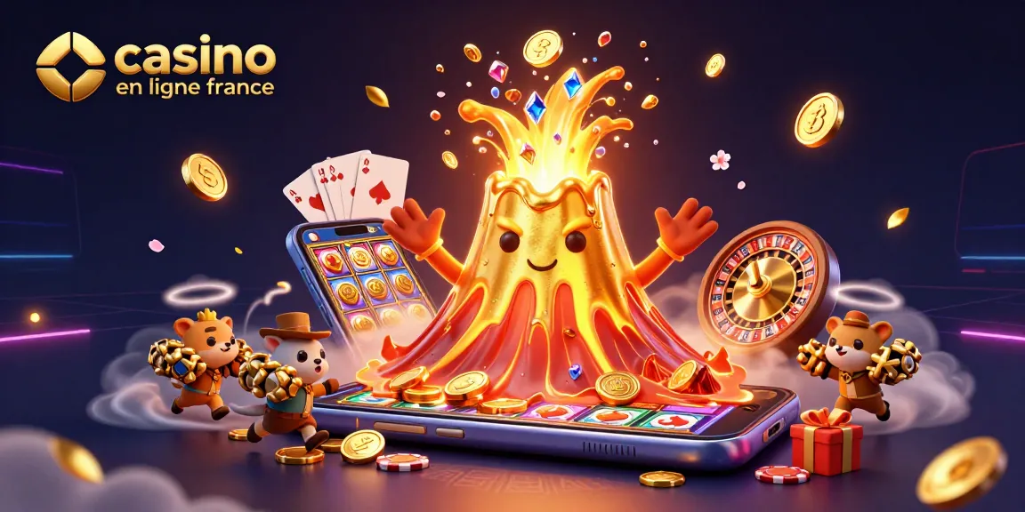 Gagnez au casino en ligne France avec des machines à sous palpitantes et un volcan doré éruptif.