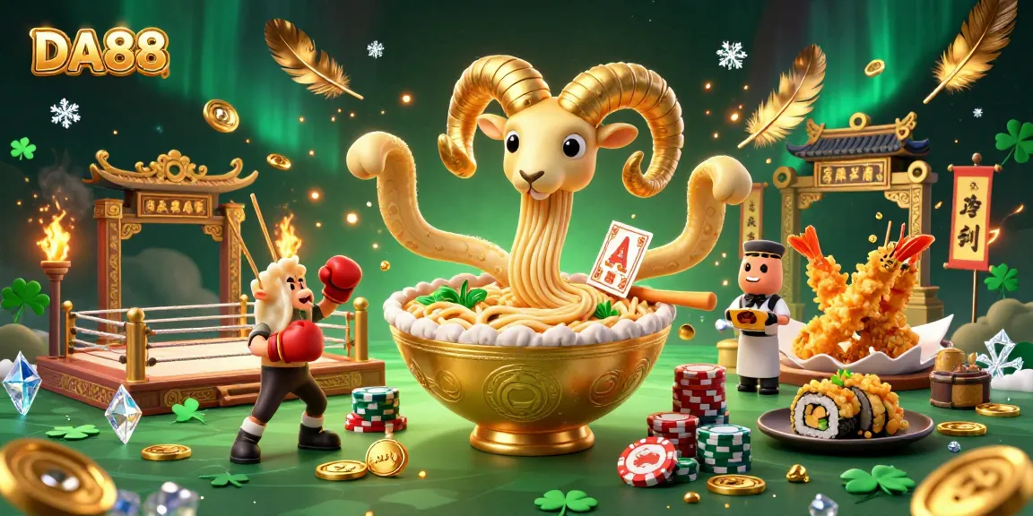 Engage in thrilling action at DA88 with a fun-filled betting scene, featuring a giant ramen bowl dealer.