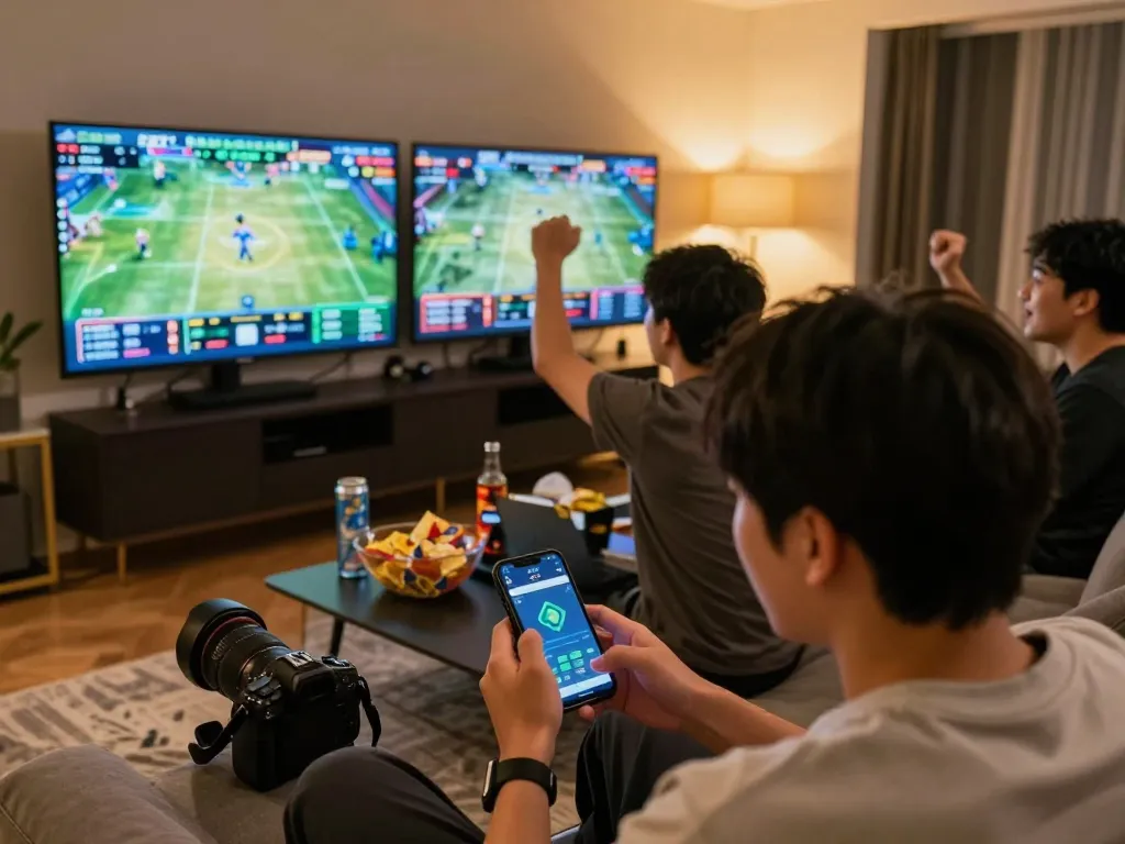 Engaging online sports betting experience with xo88 app on smartphone during a game night.