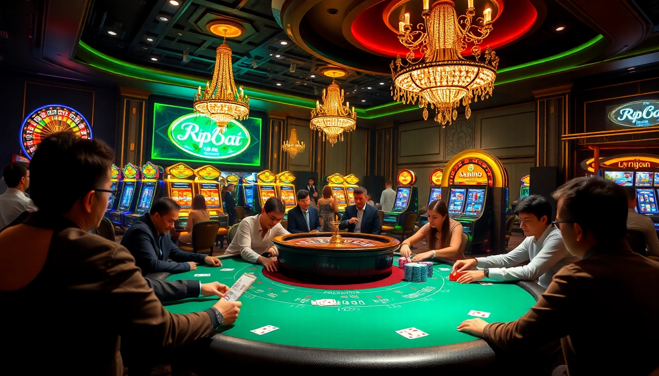 Exciting poker gameplay at rr88 com casino with colorful chips and vibrant atmosphere.