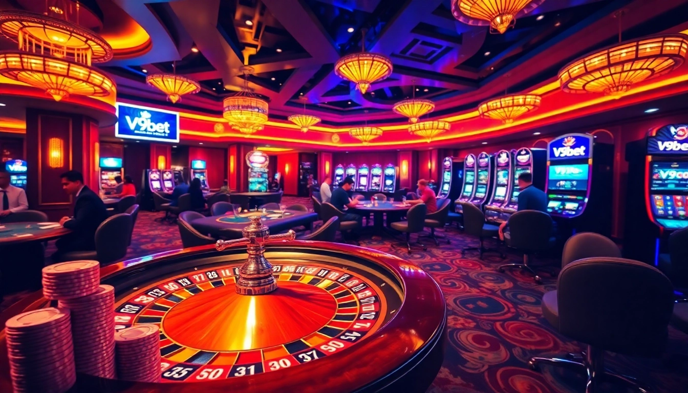 Enhance your gaming experience with the link vào V9bet at this luxurious casino scene.