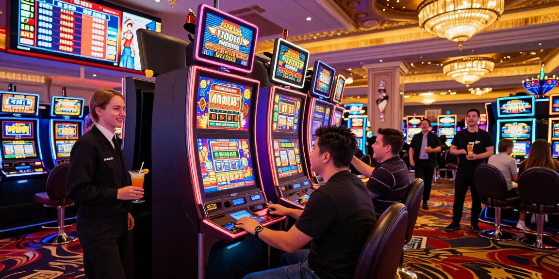 Exciting scene of a player engaging with slot 5000 machine in a vibrant Las Vegas casino.