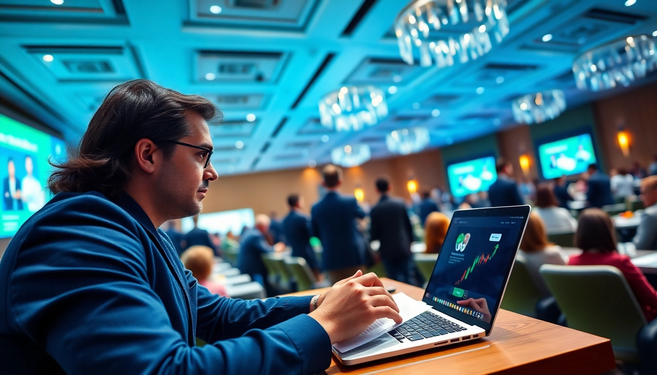 Organizing Artender Events in a lively conference space with bright lighting.
