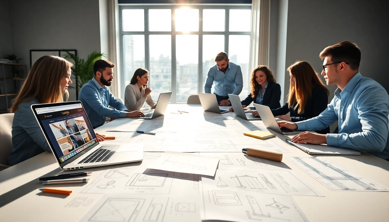 Designers collaborating on law firm websites at https://www.lawfirmswebsitedesign.com in a professional workspace.