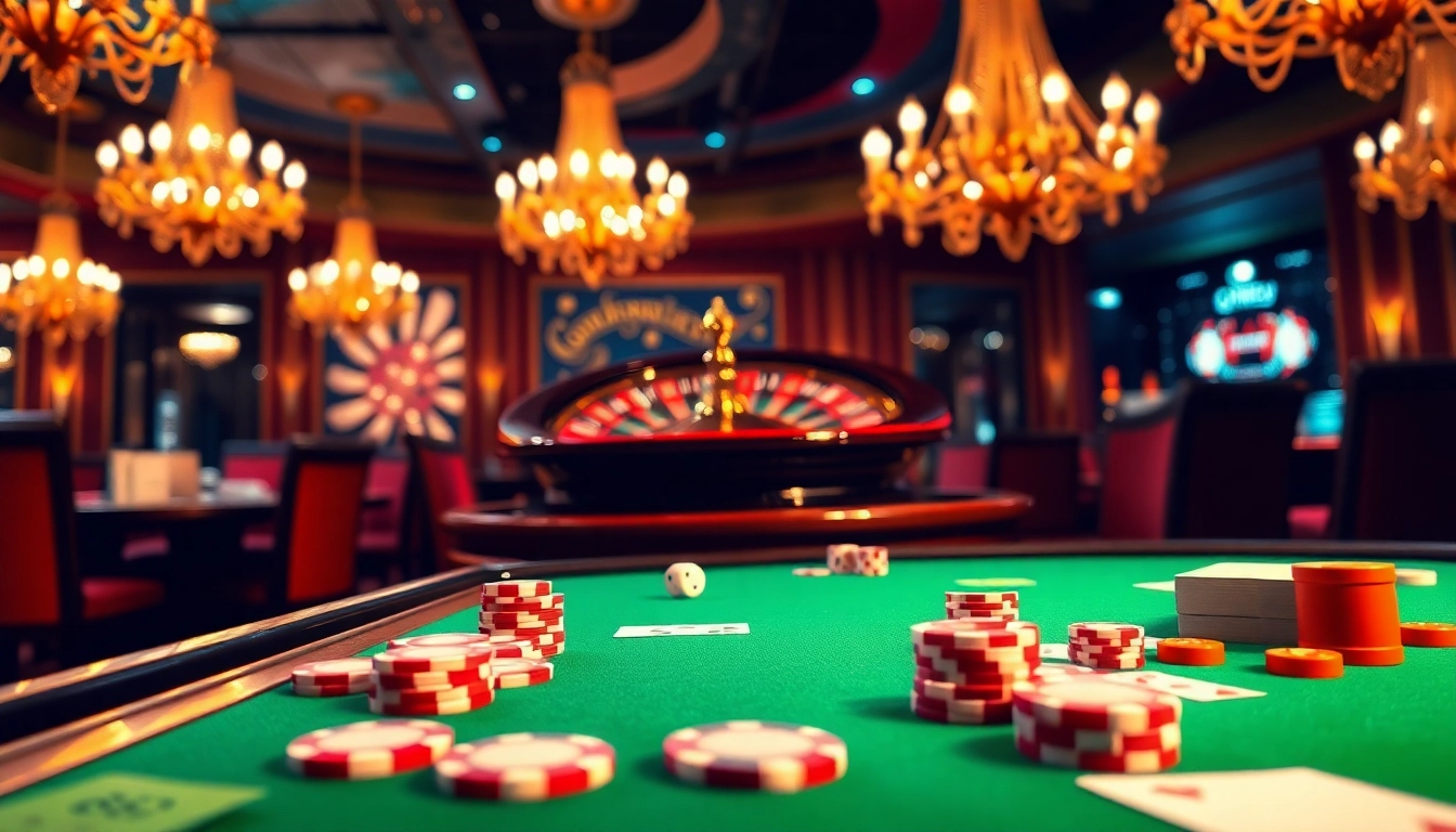 Players enjoying a vibrant casino atmosphere with poker chips and roulette wheel, focusing on 88t betting excitement.