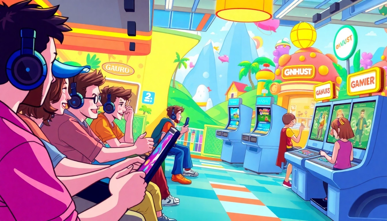 Engage with thrilling games on gnhust platform amid a vibrant, colorful digital landscape.
