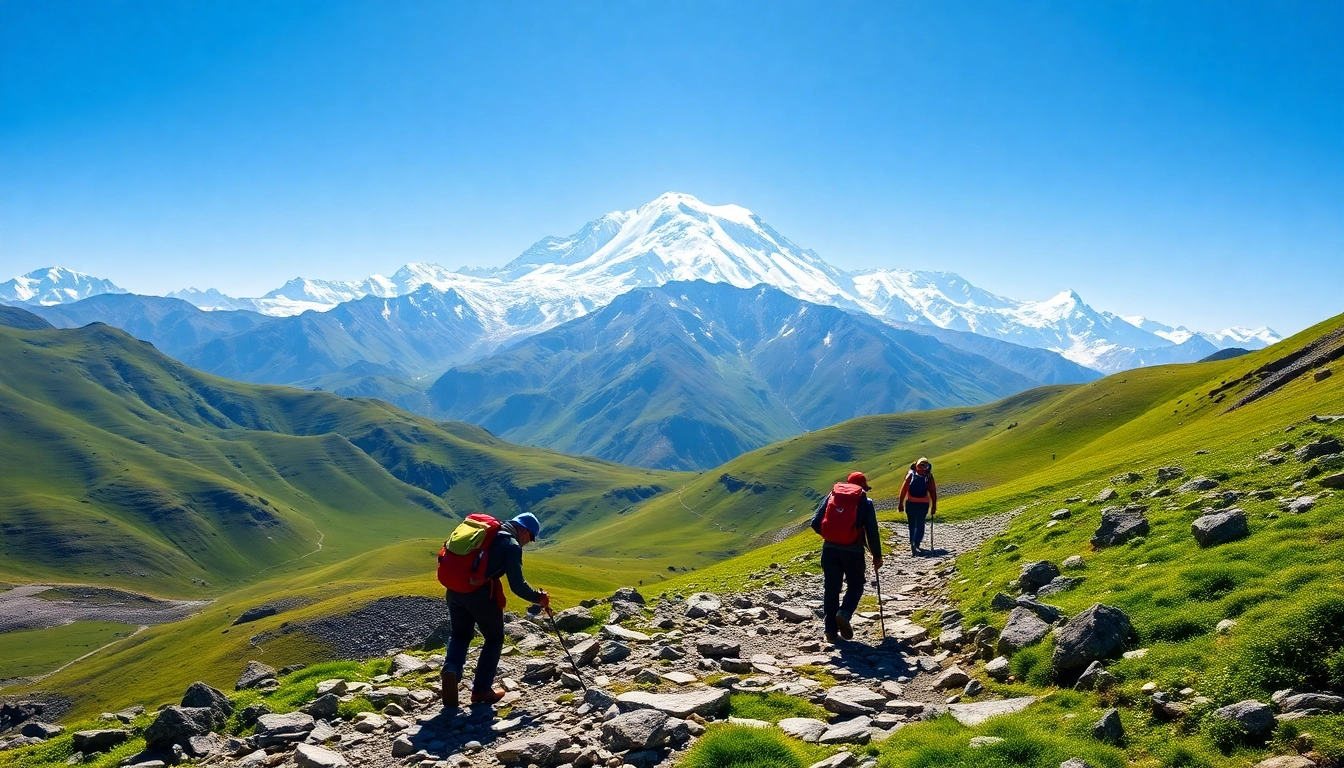 Trekkers navigating the breathtaking Goechala trek trail in Sikkim surrounded by stunning mountain landscapes.