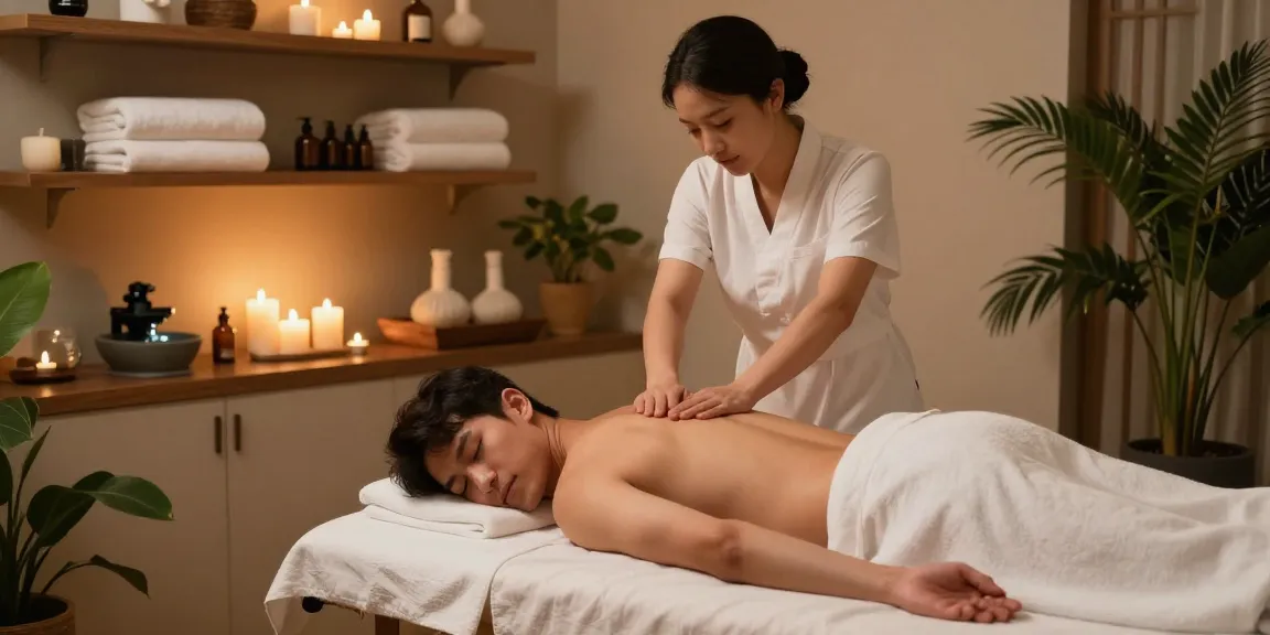포항마사지에서 남성이 편안하게 전신 마사지를 받는 모습