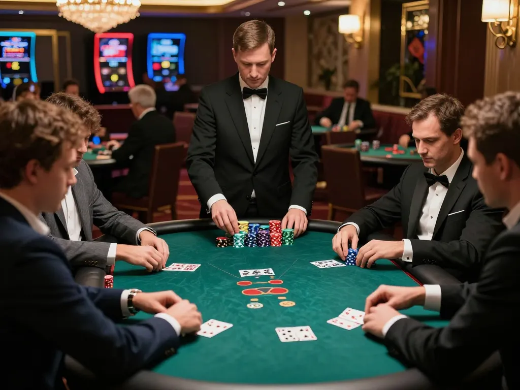 Engaging moment at Nhà cái vuabet88 poker table showcasing intense gameplay and strategic betting.