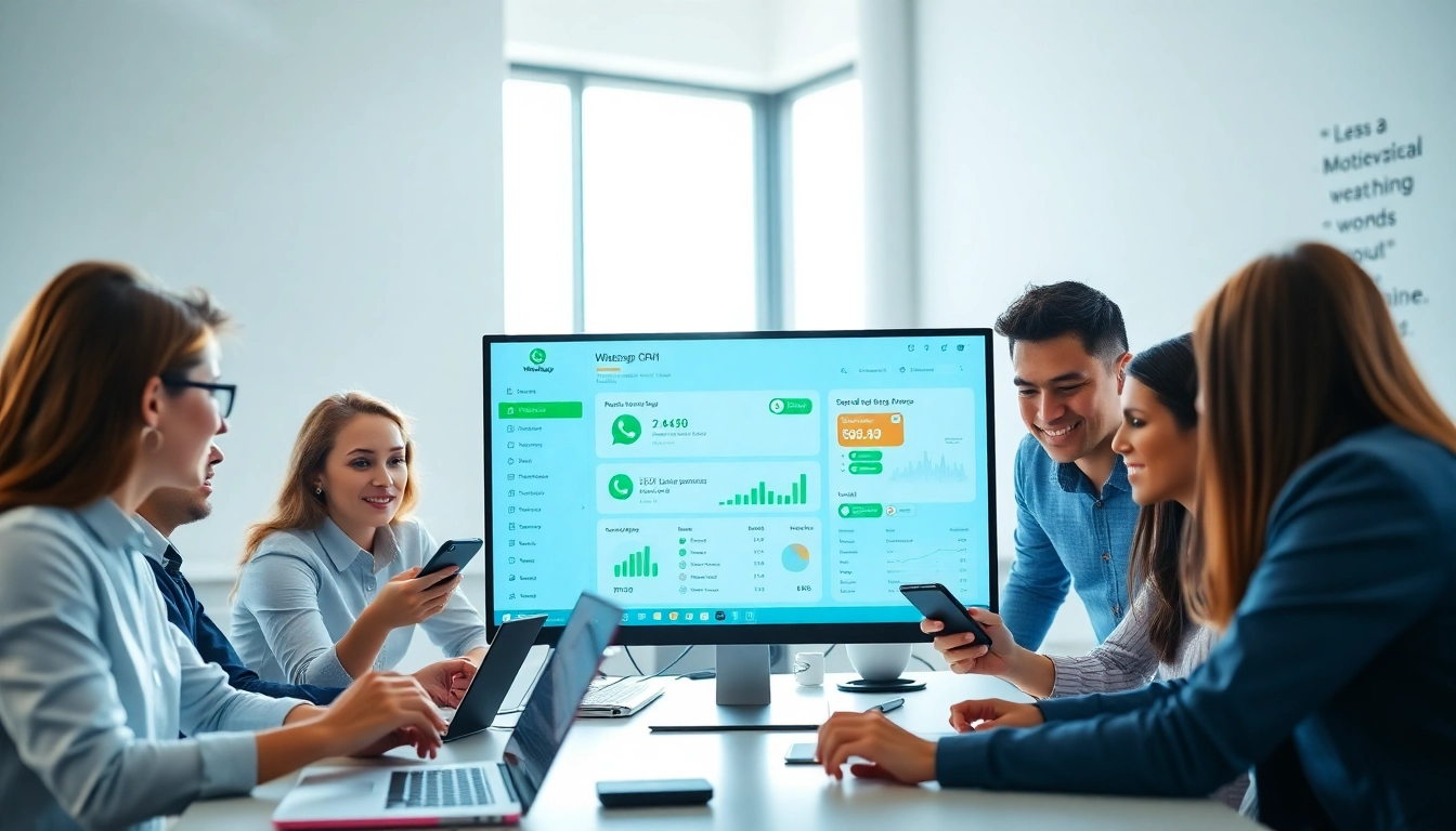 Understanding What is a CRM for WhatsApp with a business team engaging over CRM software.