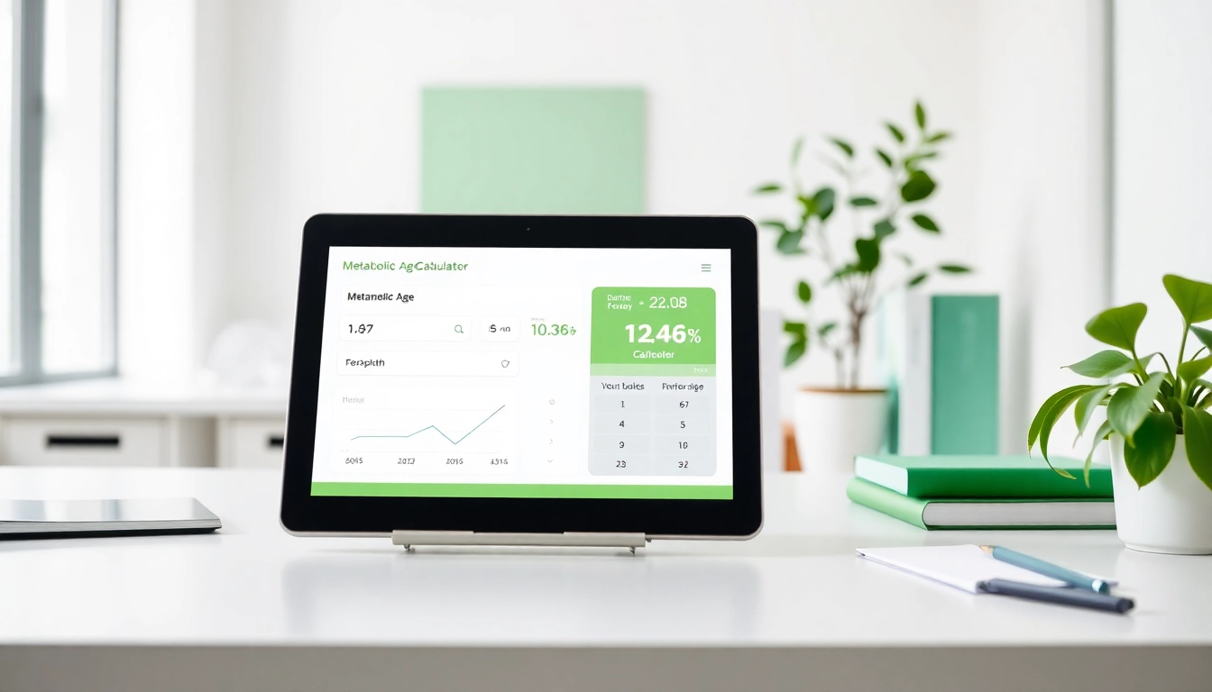 Calculate your metabolic age calculator through an intuitive interface on a digital device.