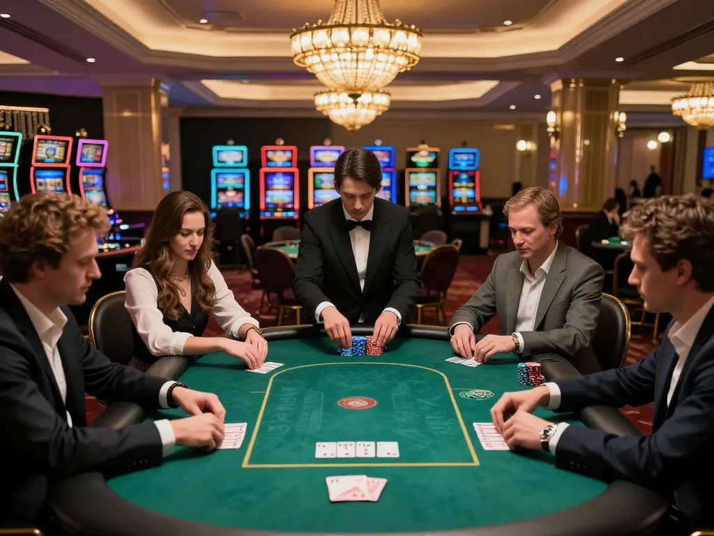 Players strategizing at a poker table in luxury setting, showcasing giường bệnh nhân accessories for comfort during intense gaming