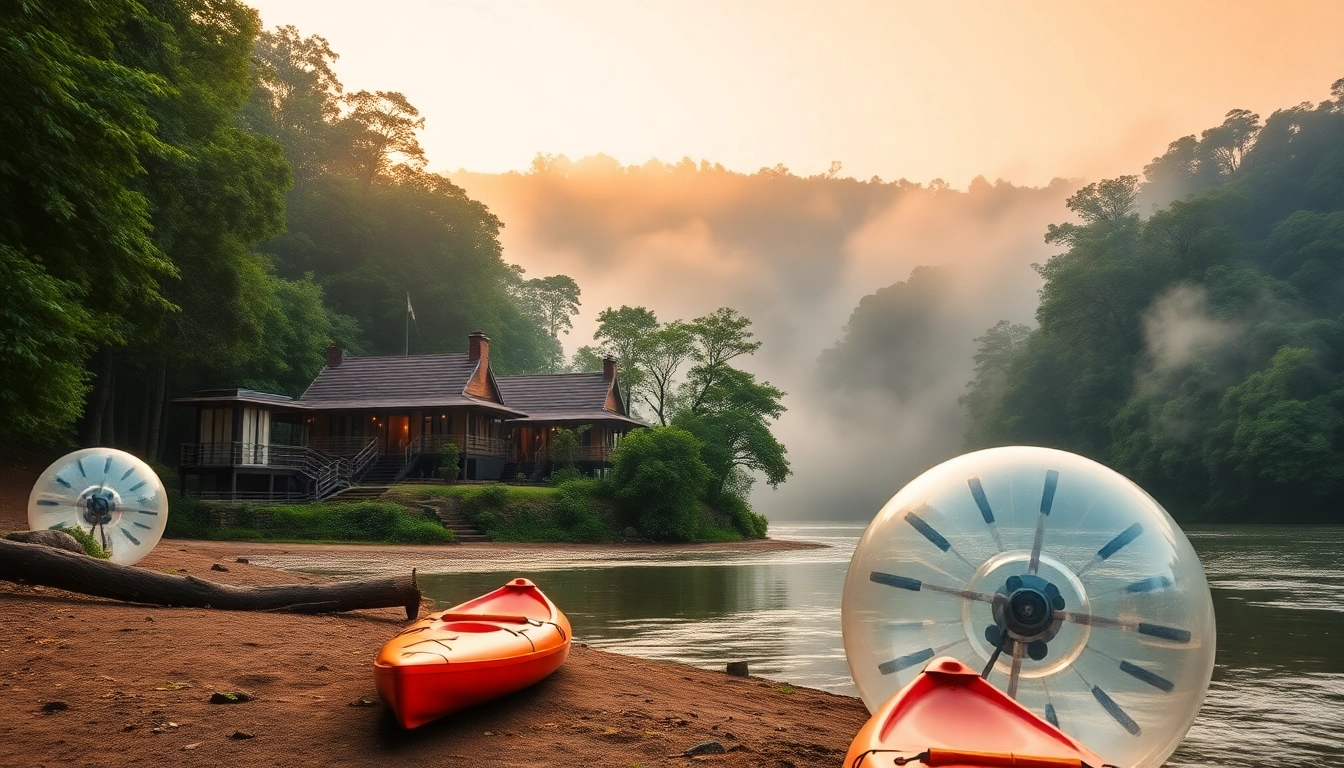 Dandeli Resorts featuring riverside cottages and adventure activities amidst lush green landscapes.