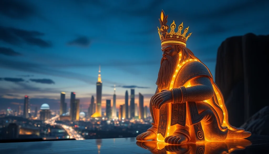 Artistic interpretation of the Gilgamesh Project represents the blend of mythology and technology at www.trilgameshproject.com.