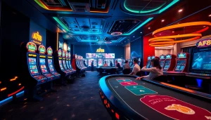 Engaging AF88 online betting experience with vibrant casino environment and digital interfaces.