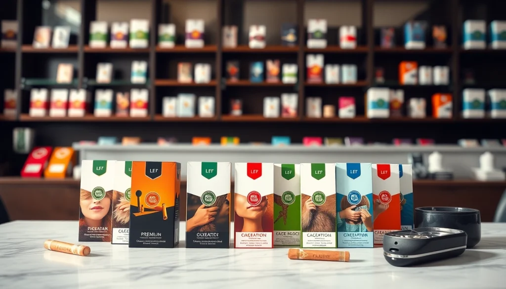 Explore premium offerings at https://bureenok.com with vibrant cigarette packs on display.