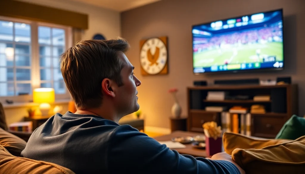 Experience Koora live as a dedicated fan enjoys a thrilling football match at home.