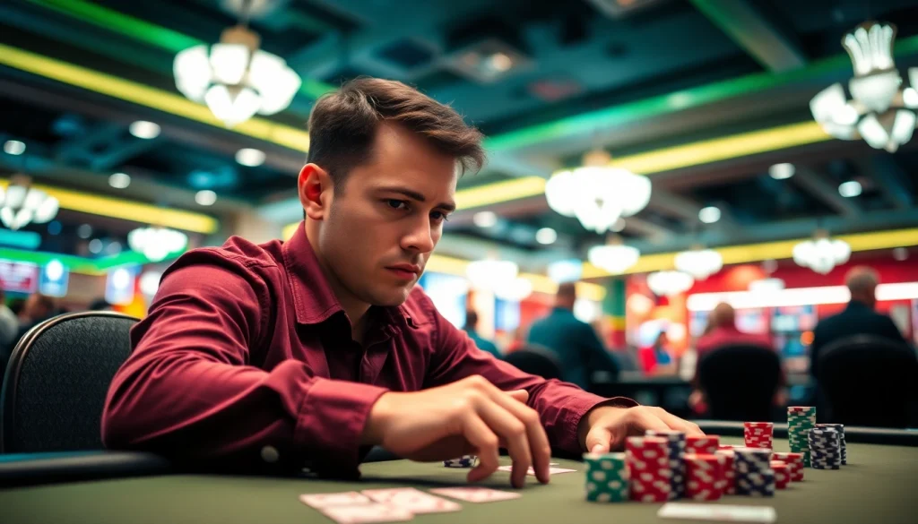 Nikmati pengalaman bermain Domino88 poker game dengan pemain fokus dan suasana kasino yang mendebarkan.