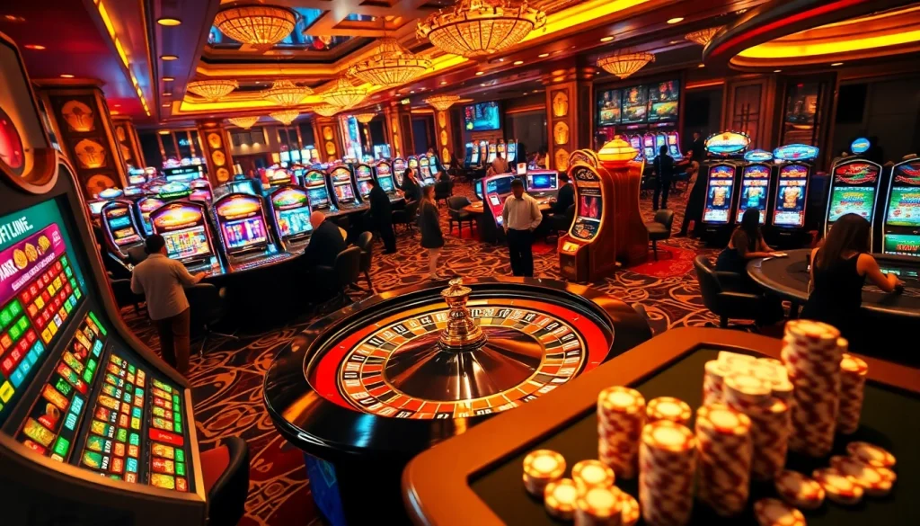 Experience the thrill of casino gaming with https://c168.info/ showcasing players enjoying roulette and slots.