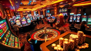 Experience the thrill of casino gaming with https://c168.info/ showcasing players enjoying roulette and slots.