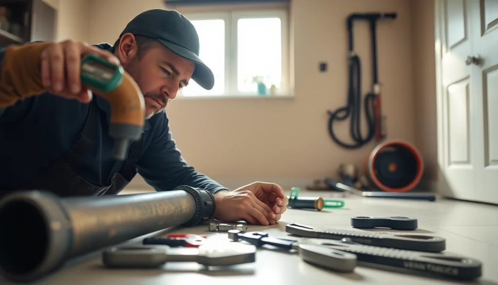 Expert technician performing a sewer repair raleigh service in a residential setup.
