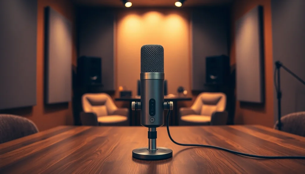 Showcase the MV88 microphone in a warm, inviting studio, emphasizing its premium design.