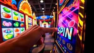 Menang big dengan kaisar800 slot menunjukkan tangan pemain siap menekan tombol spin.