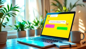 Engage in free ai chat with vibrant digital conversation interface and cozy workspace.