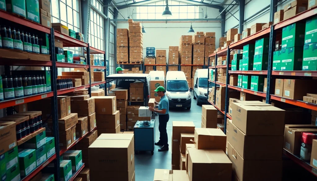 Enhance your knowledge on Vape Shipping through a professional logistics setting, showcasing busy delivery preparations.