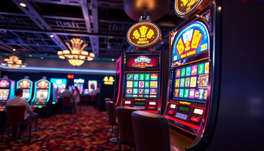 Menyenangkan saat bermain slot gacor dengan mesin berwarna-warni dan pemain yang bersemangat.