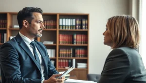 Tim Grabe attorney consulting a client at https://www.timgrabeattorney.com in a professional office.