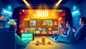 Engaging 888new online gambling platform illustrated with vibrant graphics and secure transactions.