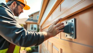 Garage Door Repair Vancouver, Wa service technician fixing a residential garage door.