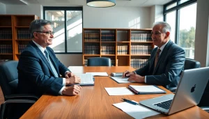 Lawyers discussing workers' compensation cases at https://www.steinhardtlawfirm.com in a professional setting.