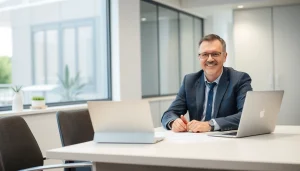 Gutachter Auto Aachen erstellt ein präzises Unfallgutachten in seinem modernen Büro.