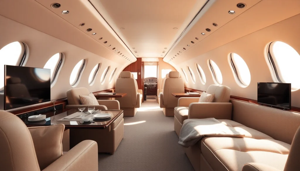 Experience luxury in the private jet interior featured on https://flymarquis.com showcasing elegance and comfort.