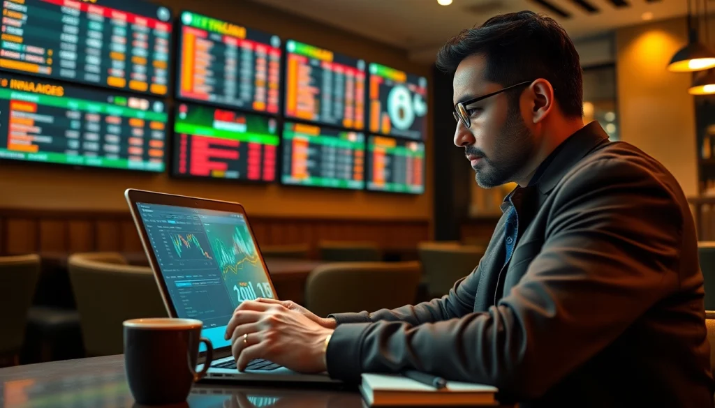 Engaging in sports betting in India while analyzing odds and statistics at a cafe