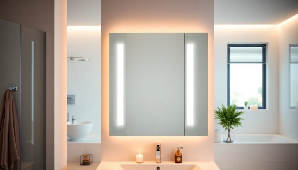 Erleben Sie den eleganten sonni Spiegelschrank mit LED und modernem Design in einem stilvollen Badezimmer.