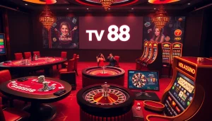 Engage in thrilling games at TV88 with vibrant casino tables and exciting online gambling action.