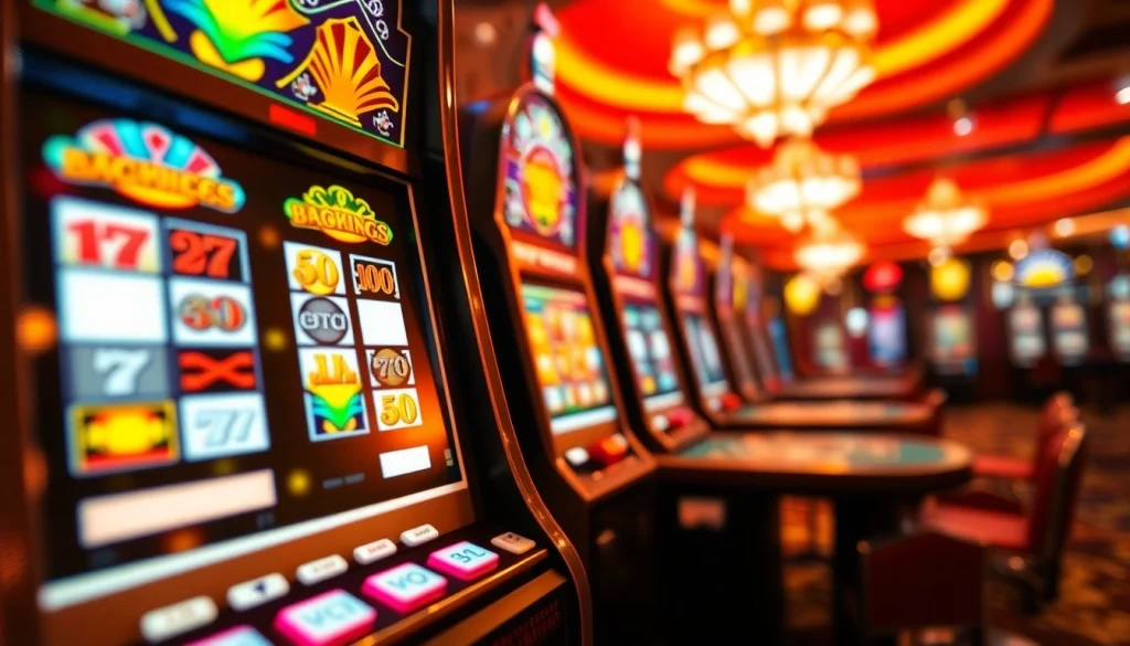 Menangkan jackpot pada slot mesin dengan desain yang berwarna cerah dan fitur menarik.