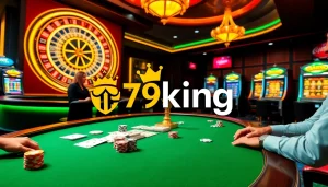 Experience the thrill of gambling with 79king at a luxurious casino featuring poker, roulette, and slot machines.