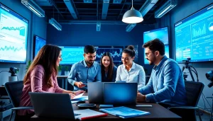 Enhance your SEO strategies with a professional team at seo.my in a modern office.